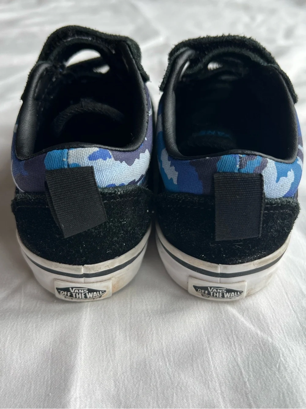 Toddler size 8 Black Sneakers with Blue Camo Accent - Velcro Closure
